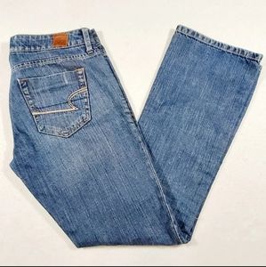 American Eagle Women's Size 2 Short Ripped Distressed True Boot Cut Denim Jeans